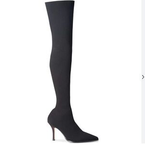 Tony Bianco Kori Black Sock Knit Over the Knee Boot, Size 6.5